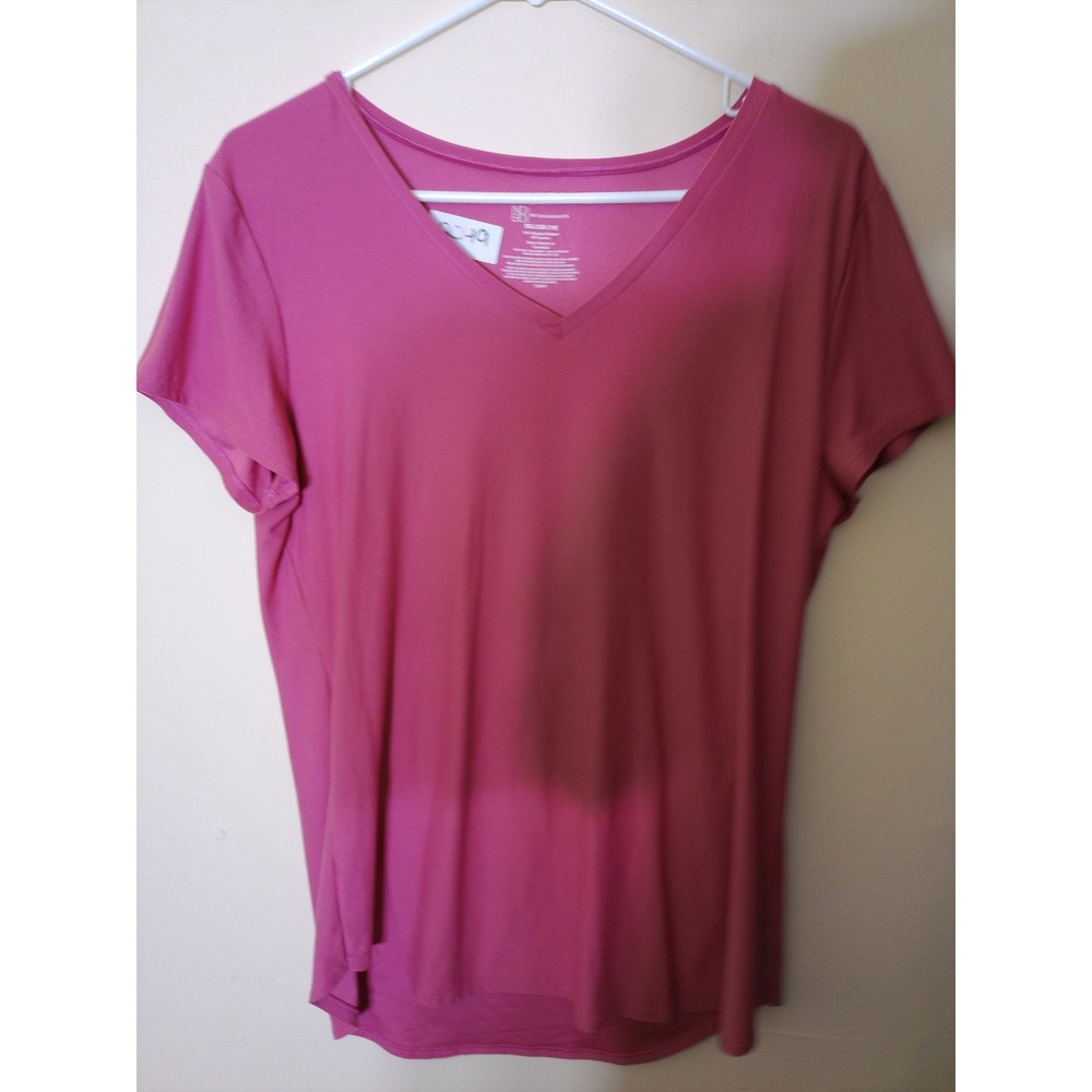 No Boundaries V-Neck T-Shirt Womens XXL/2XG Pink Short Sleeve Stretch NJ37T002CB
